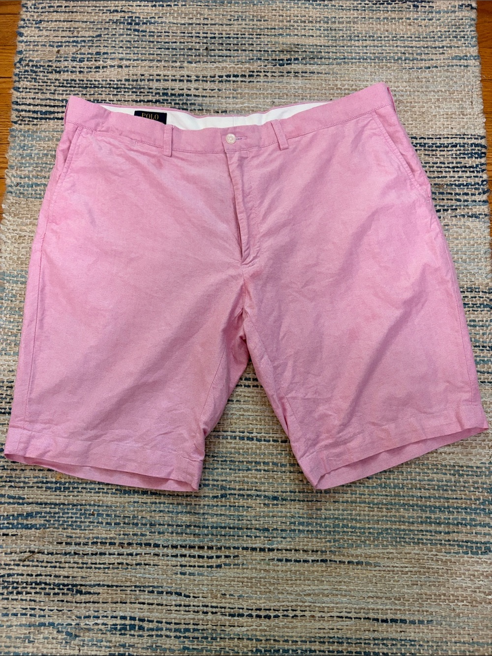 Polo by Ralph Lauren Men's Pink Flat-Front Cotton Shorts